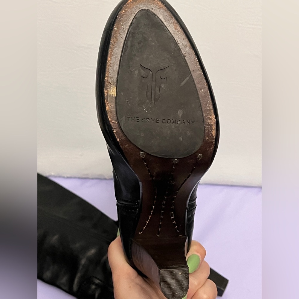 Frye Miranda Black Knee-High Genuine Leather Pull On Boots sz 7 - Picture 8 of 10